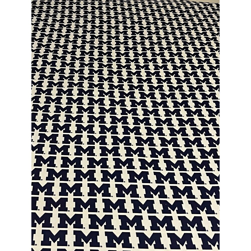 Michigan Wolverines Full Sheet Set Flat Fitted NCAA Block M Northwest